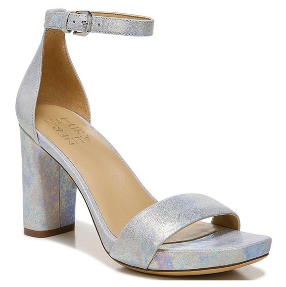 Naturalizer Joy Cosmic Iridescent Nubuck Leather Ankle Strap Square Toe Shoes 10 - Picture 3 of 4
